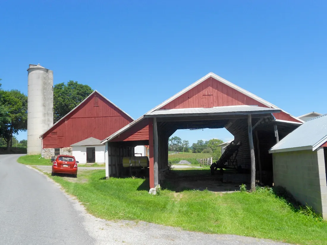 Barn and equipment shed about a mile east of Newville in West Pennsboro Township.
