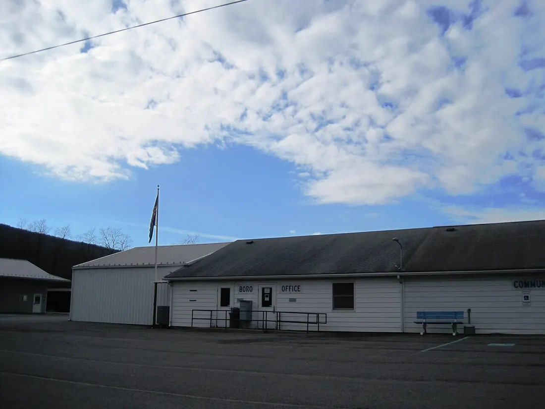 Photo of the Williamstown, Pennsylvania municipal building. Photo taken looking southwest.