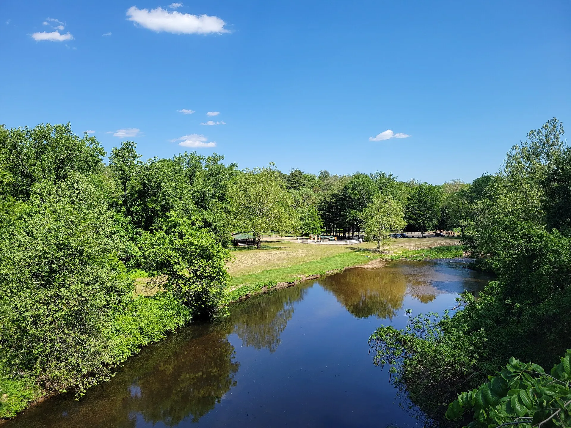 Granbrook Park from the Farmington Canal Heritage Trail bridge, East Granby.