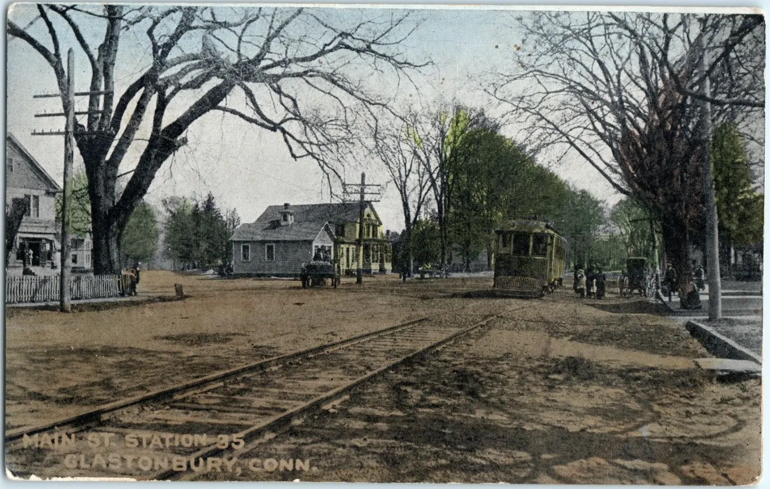 Streetcar on Main Street, Glastonbury, 1919 postcard.