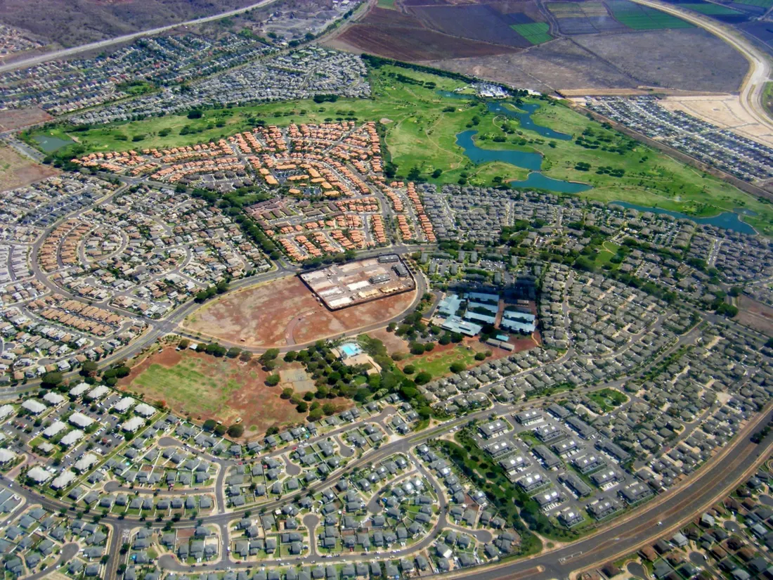 Aerial view of Kapolei, Oʻahu.