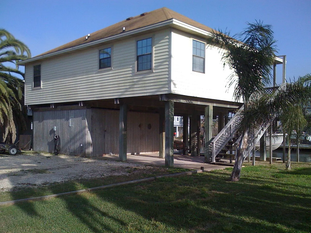 Elevated beach house on Montego Way, Jamaica Beach (visually confirmed)