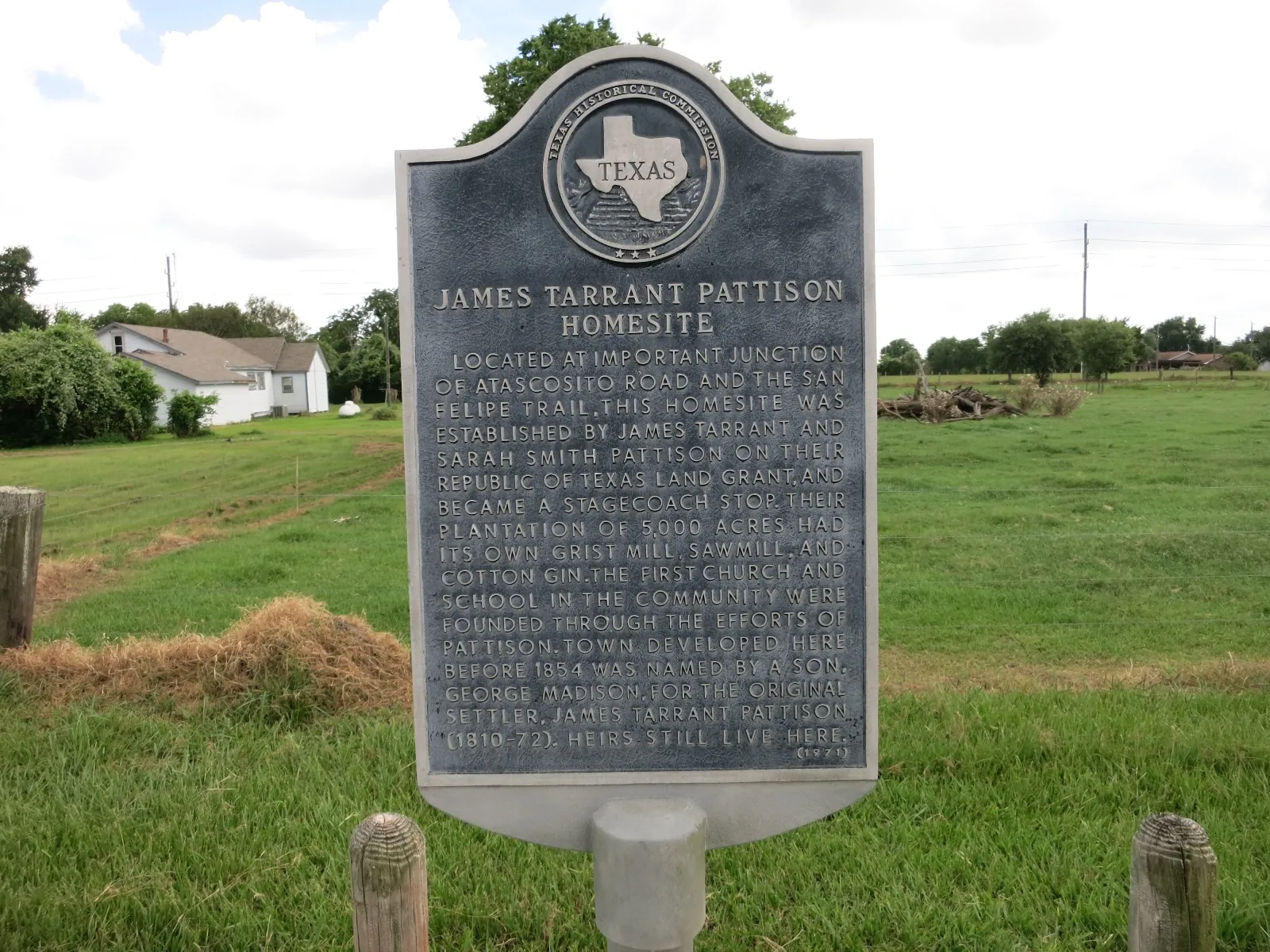 Pattison homesite historical marker.