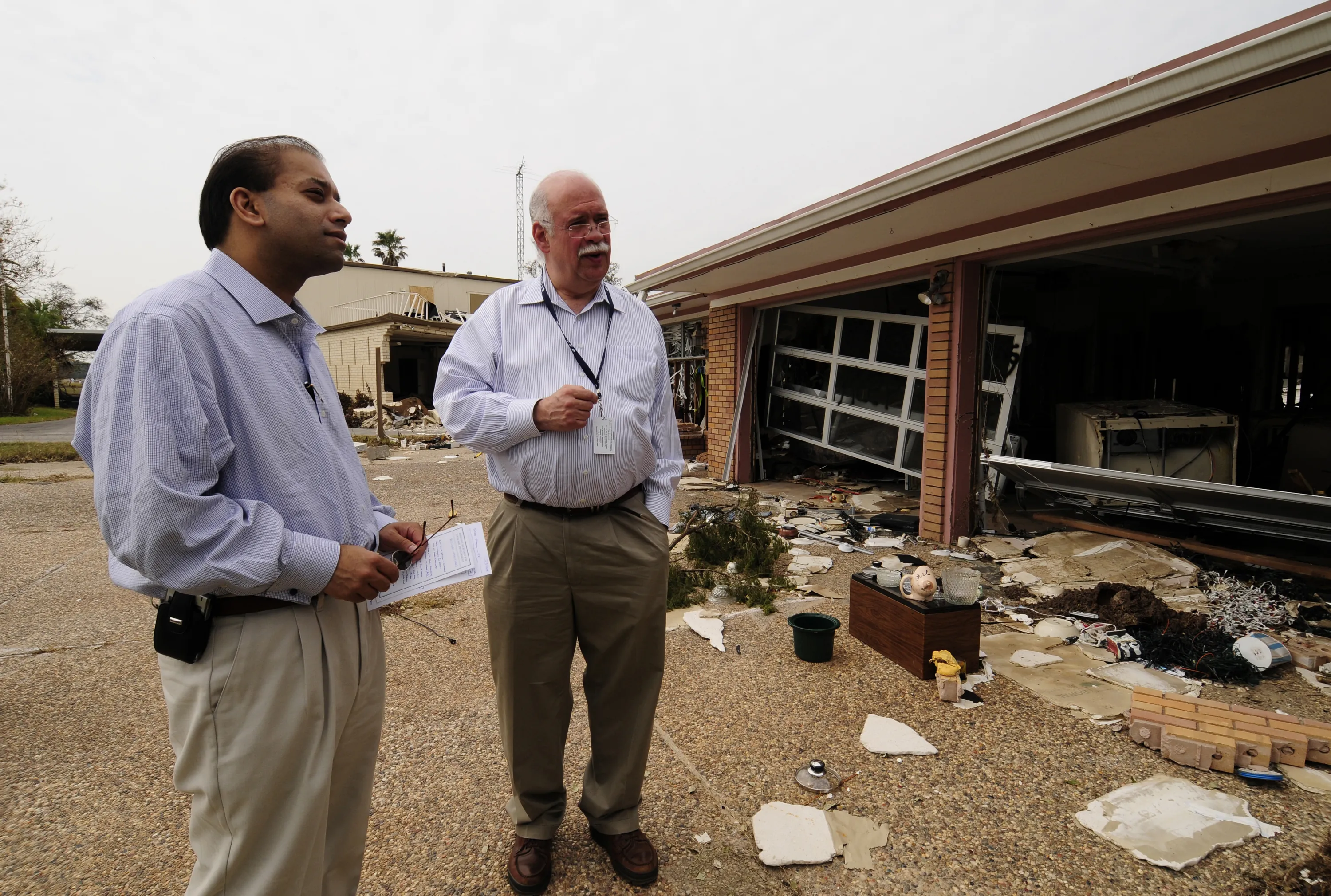 Shoreacres, TX, September 19, 2008: Small Business Administration officials tour Hurricane Ike damage on the waterfront