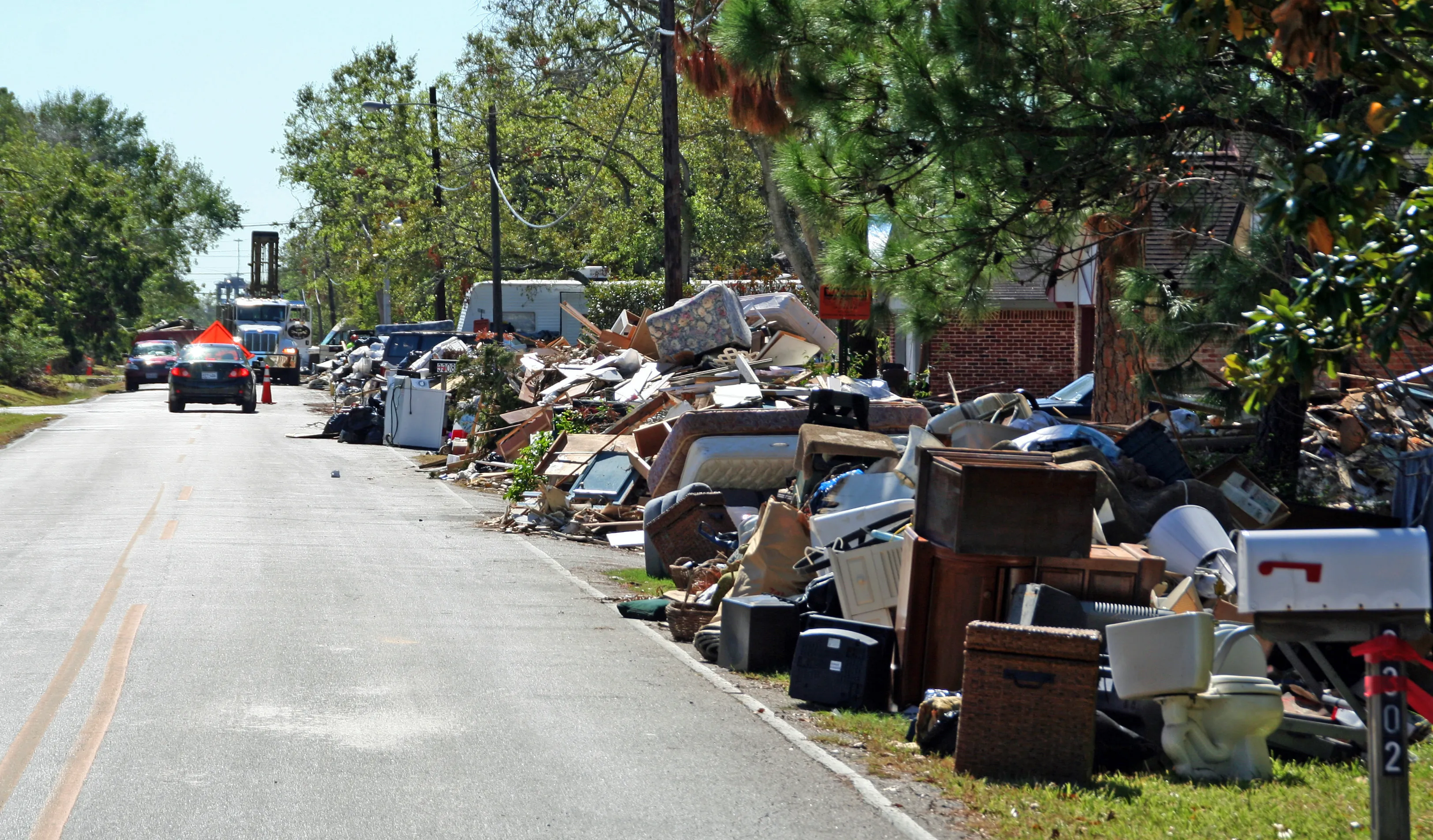 Shoreacres, TX, October 8, 2008: debris pickup after Hurricane Ike damaged nearly all ~500 houses