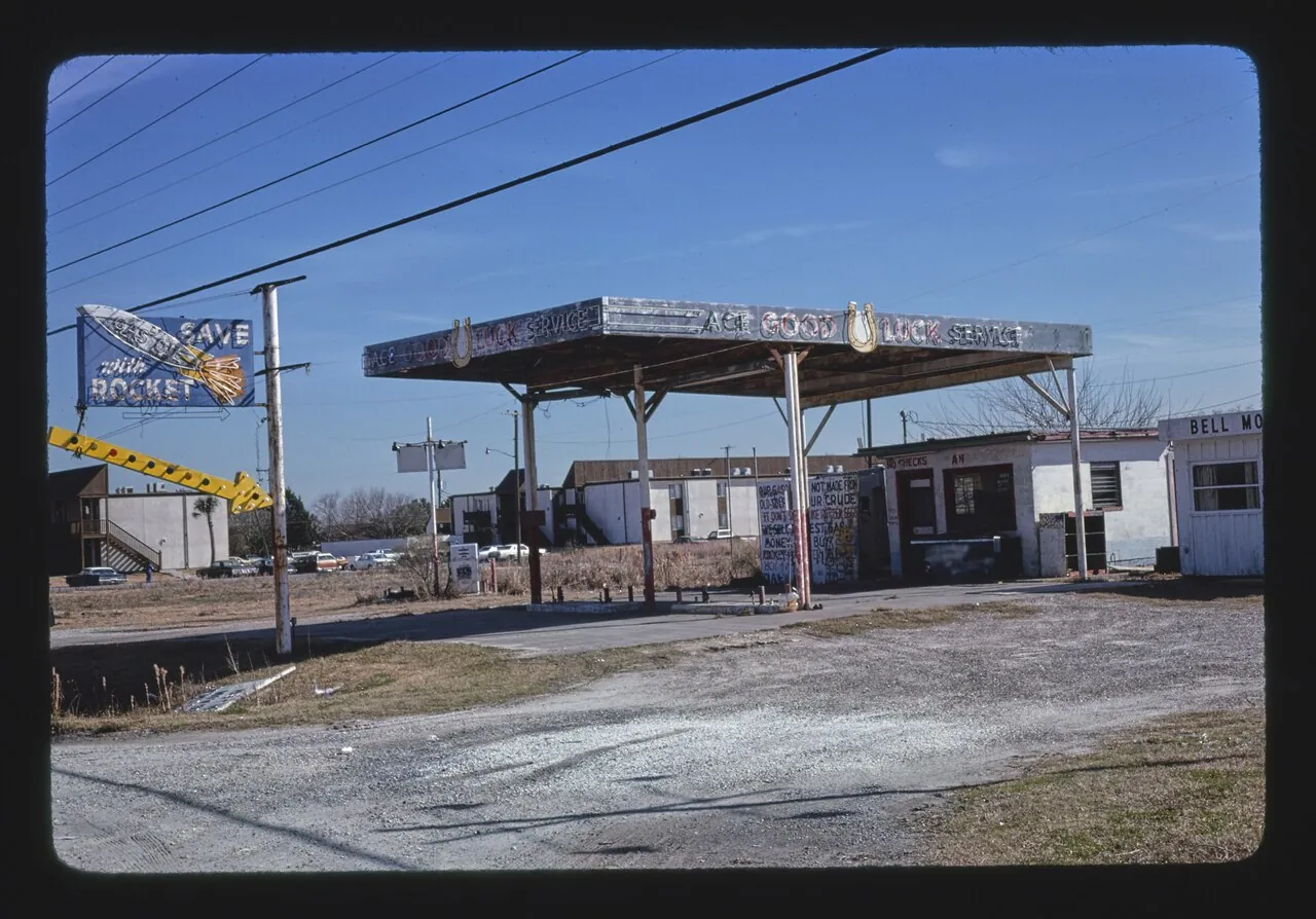 Ace Good Luck Service Station, Texas City (John Margolies roadside photo)