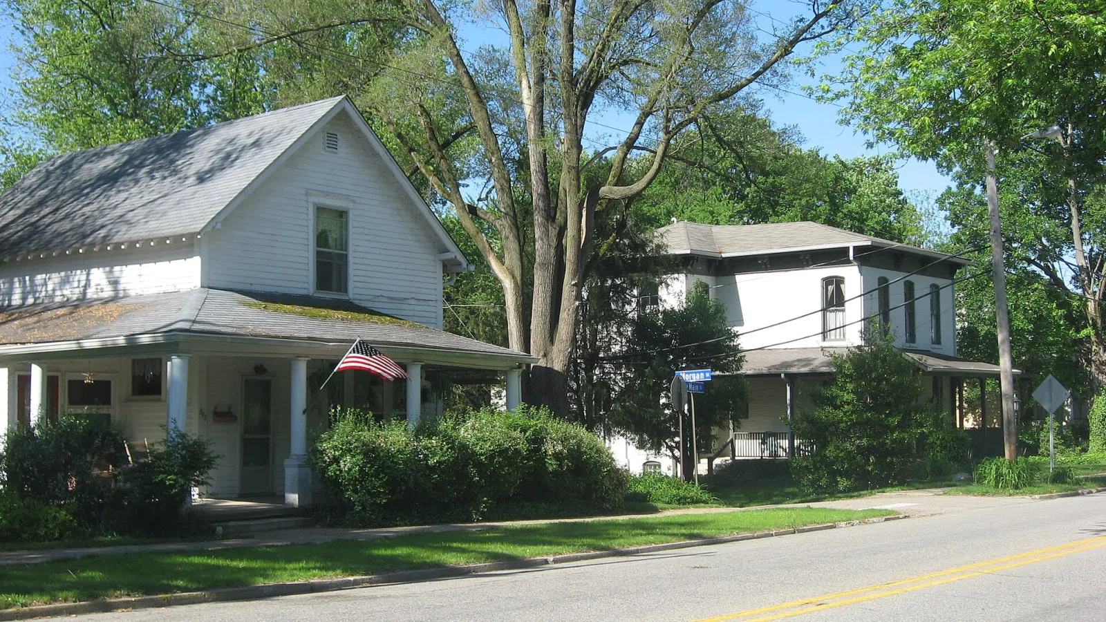 Nearby Danville landmark: Houses on the southern side of the 300 block of W. Main Street (U.S. Route 36) in Danville, Indiana, United States. This…