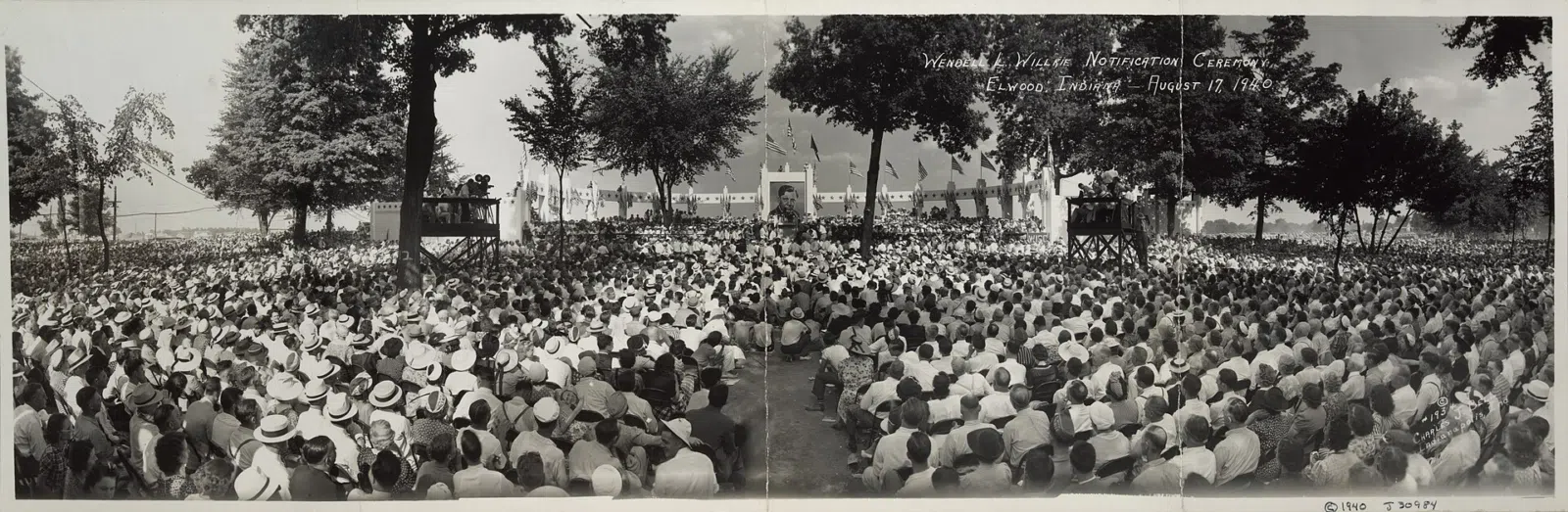 Wendell L. Willkie Notification Ceremony, Elwood, Indiana, U.S.A., August 17, 1940. Republican Party presidential candidate Wendell L. Willkie is…