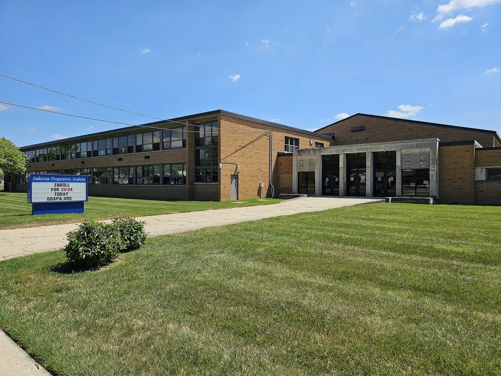 Nearby Anderson landmark: The front of Anderson Preparatory Academy