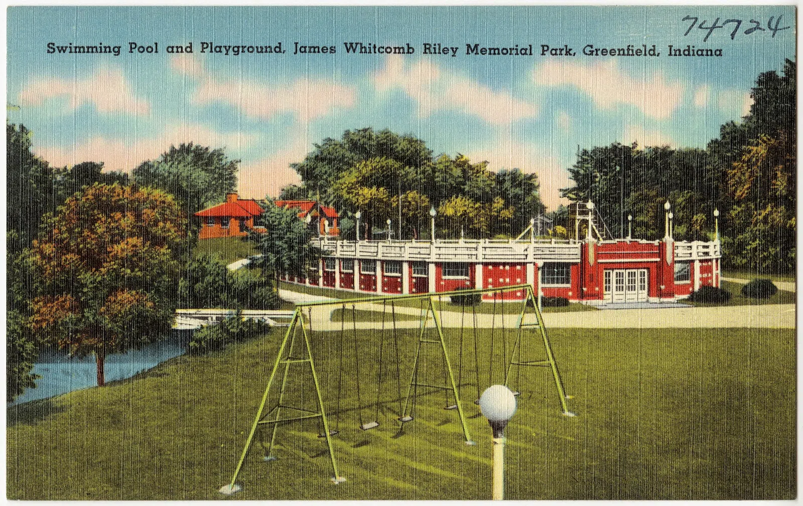 Nearby Greenfield landmark: Swimming pool and playground, James Whitcomb Riley Memorial Park, Greenfield, Indiana