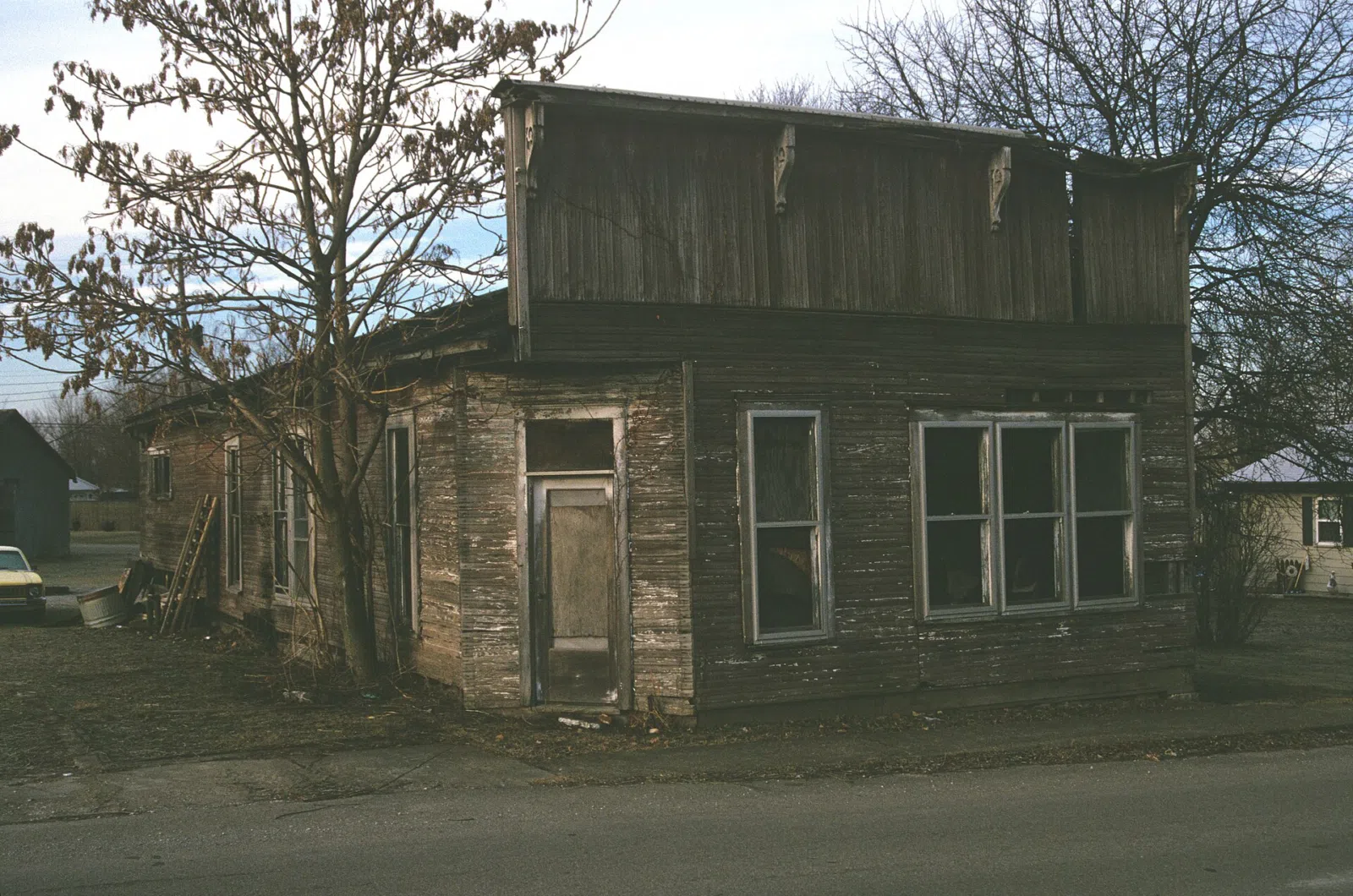 East Washington Street; St. Paul; Indiana; Decatur County; Adams Township; Frame building with bracketed parapet.
