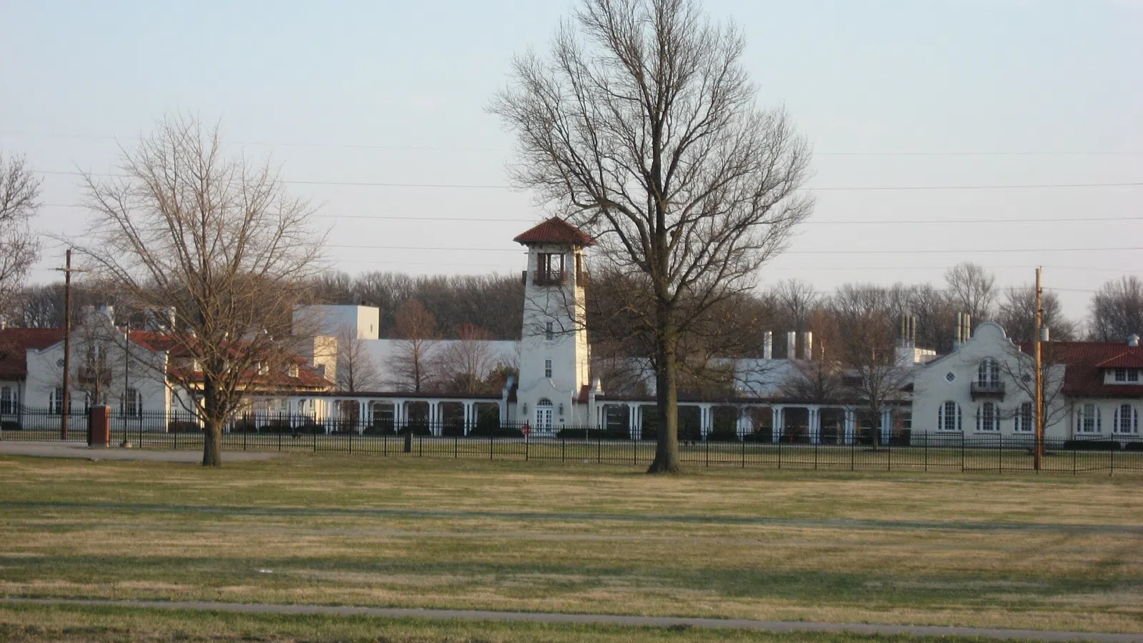 Nearby Greenfield landmark: Roadside view of the Lilly Biological Laboratories, located along U.S. Route 40 on the western edge of Greenfield,…