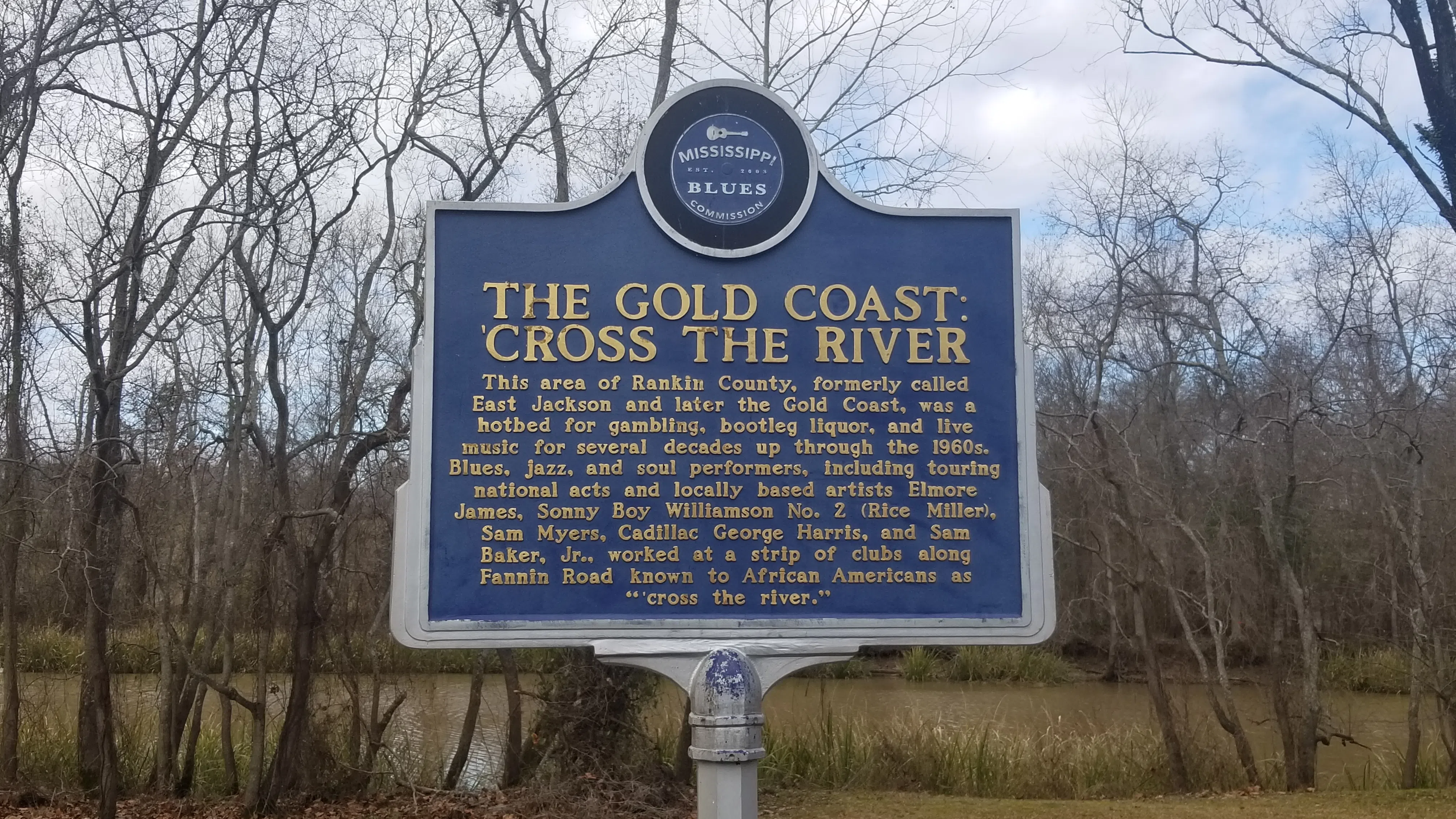 Gold Coast Blues Trail marker in Crystal Lake Park