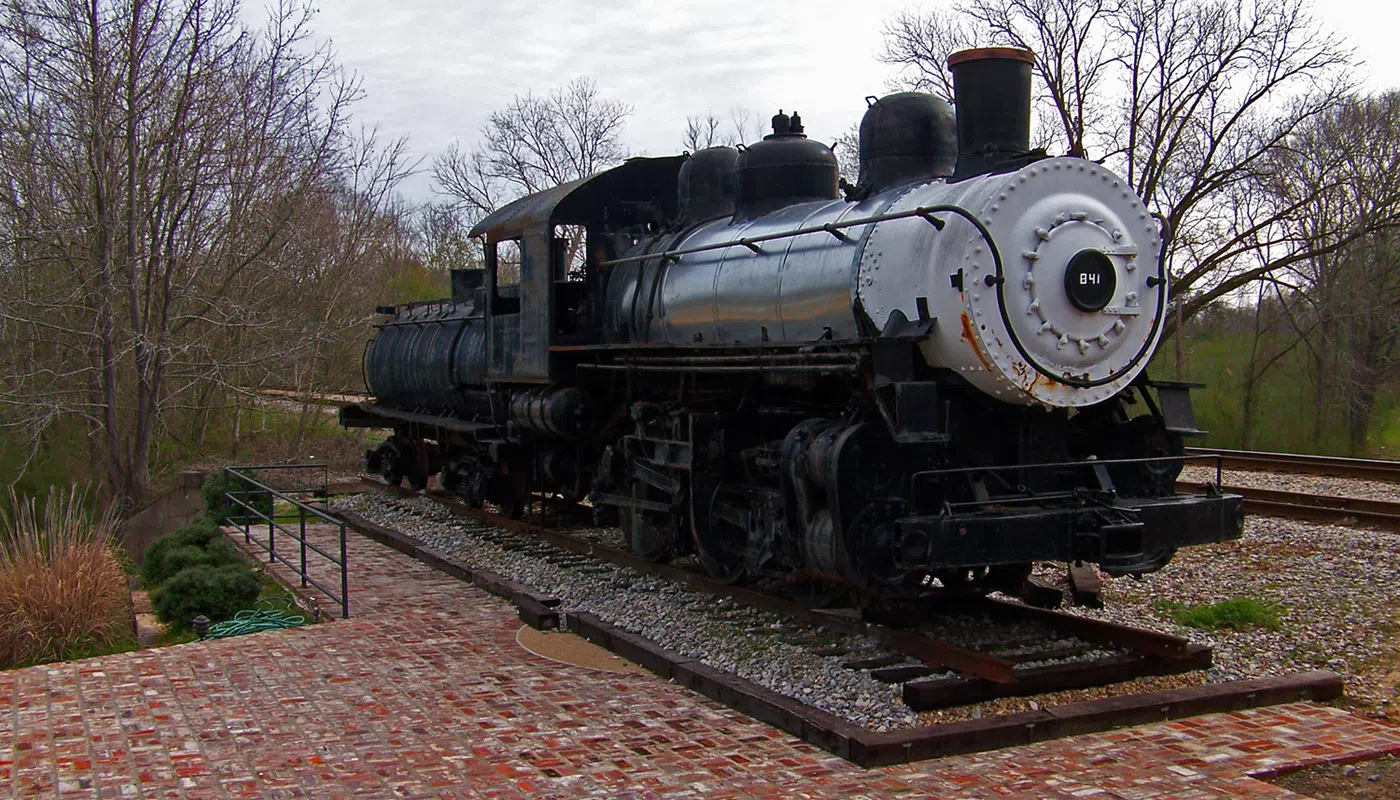 Historic train depot and locomotive #841