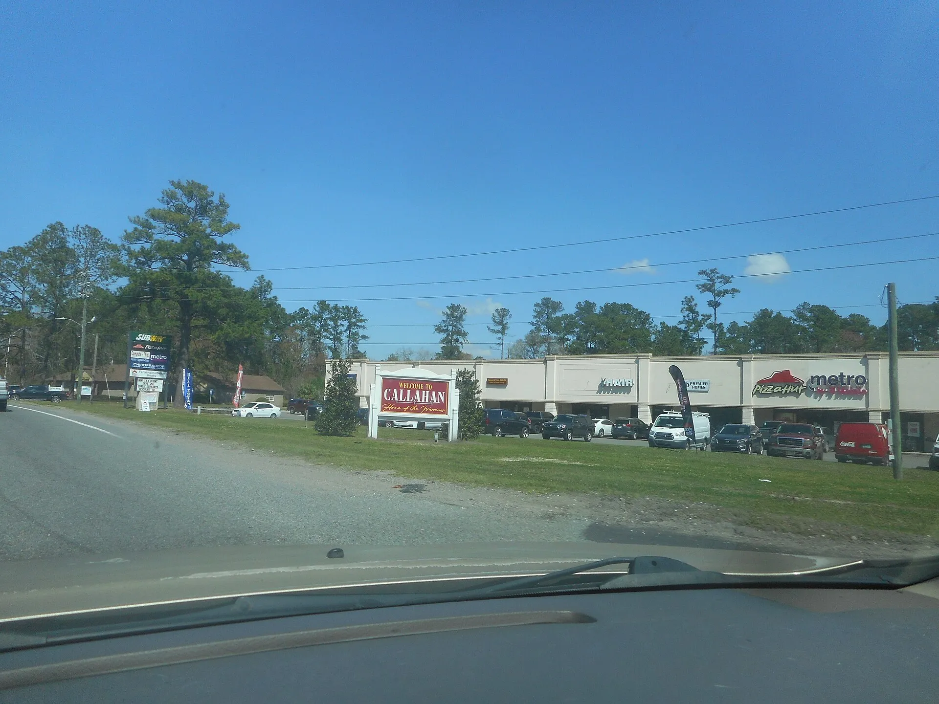 "Welcome to Callahan" sign on US 1/23.