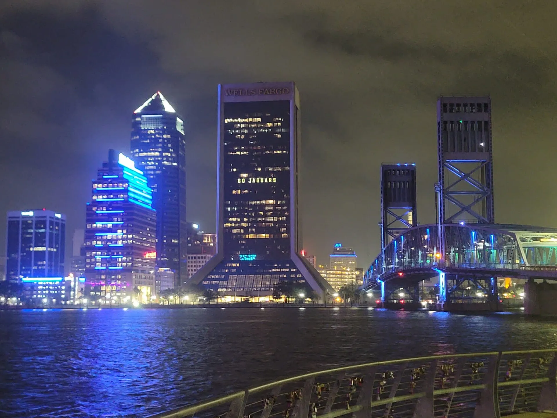 Downtown Jacksonville at night.