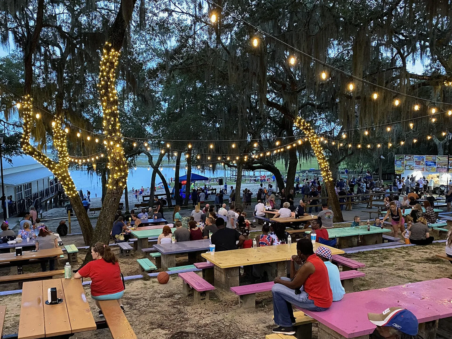 Keystone Beach Park — Historic Pavilion, Geneva Jungle playground, beach volleyball court, and paddleboarding.