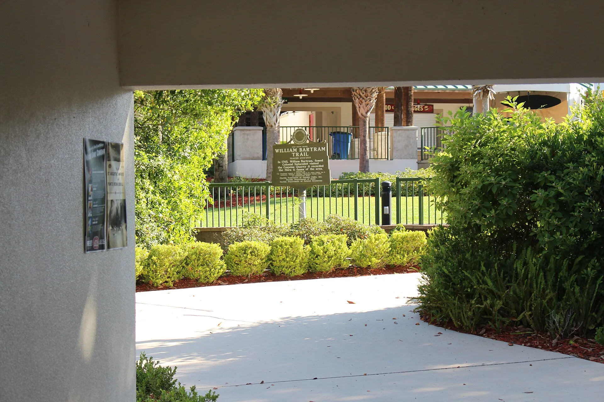William Bartram Trail historical marker at the St. Augustine Amphitheatre, near St. Johns.