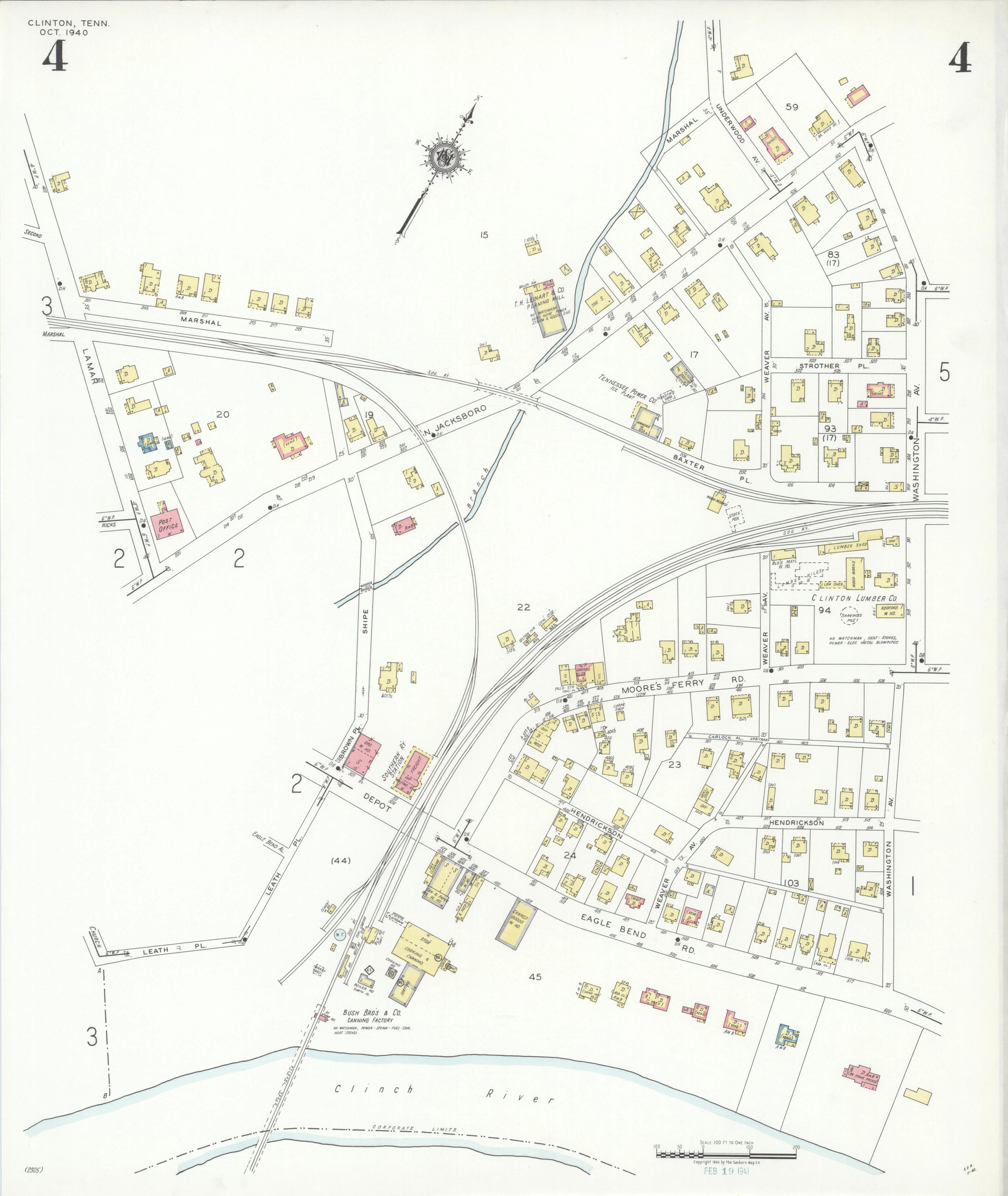 1940 Sanborn fire insurance map of Clinton, Anderson County, Tennessee (Plate 4)