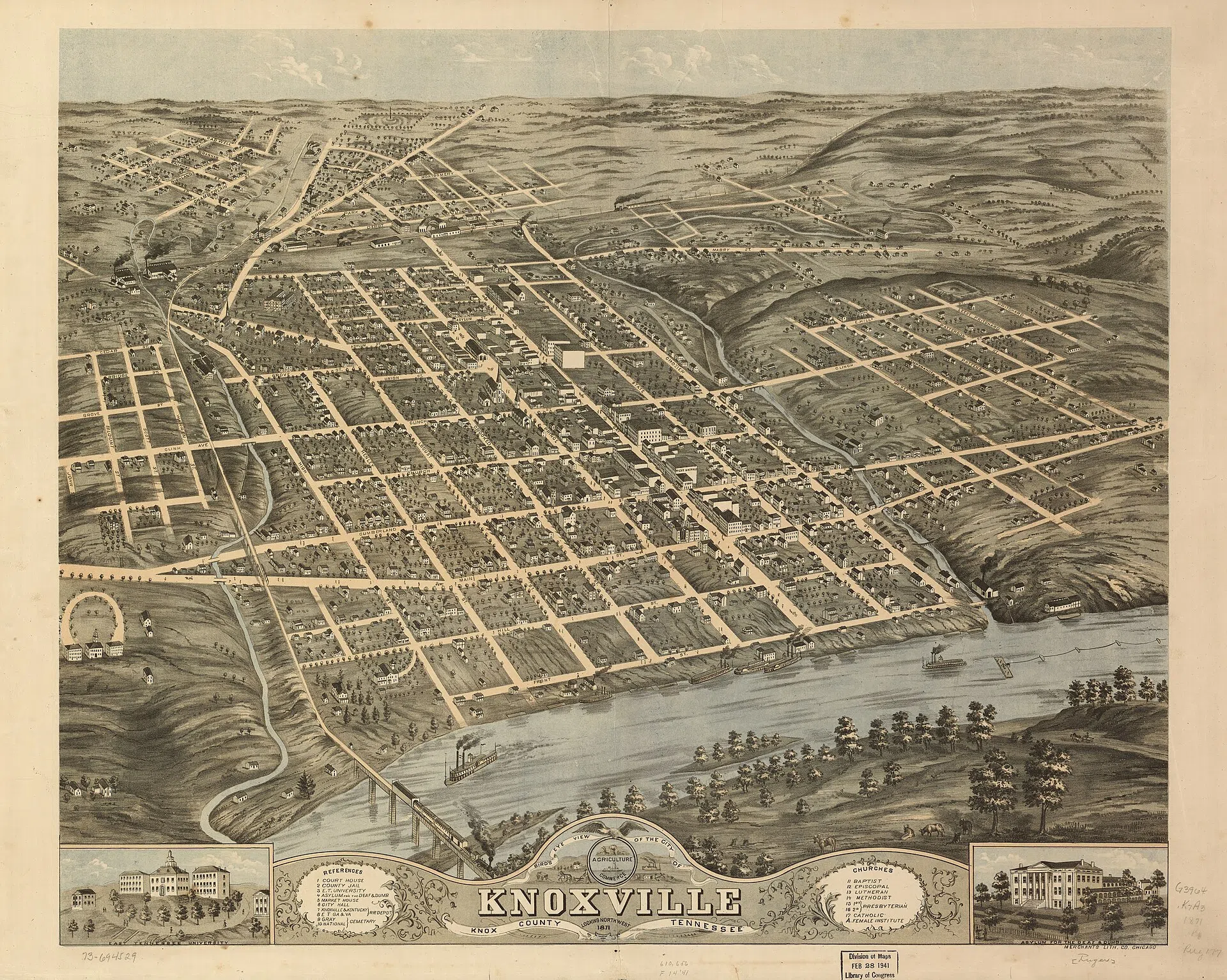 Perspective map not drawn to scale. "Looking north west." LC Panoramic maps (2nd ed.), 899 Available also through the Library of