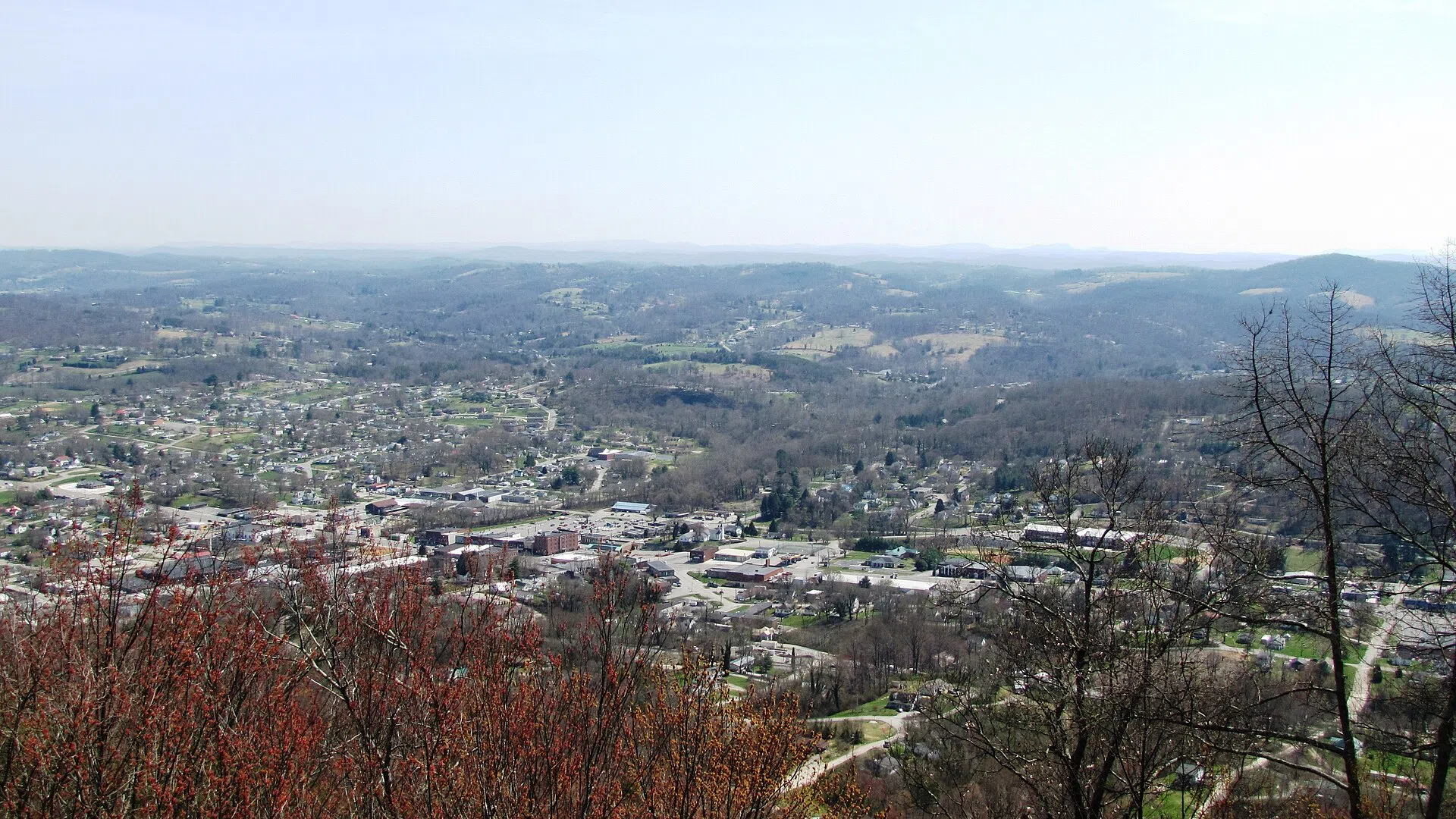 LaFollette, Tennessee, viewed from the Cumberland Trail on the crest of Cumberland Mountain