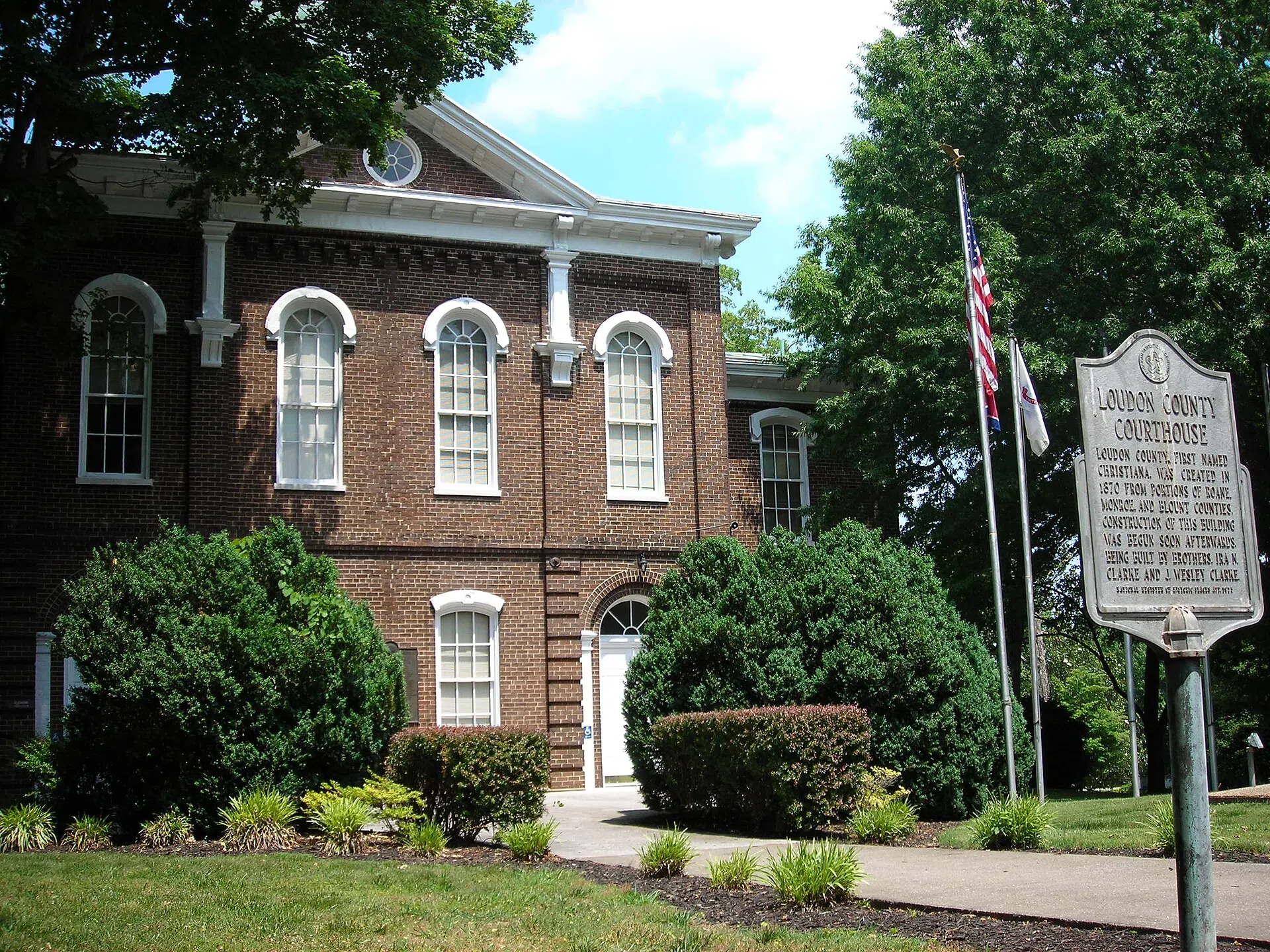 The Loudon County Courthouse in downtown Loudon, Tennessee, yards from the Tennessee River (National Register-listed)