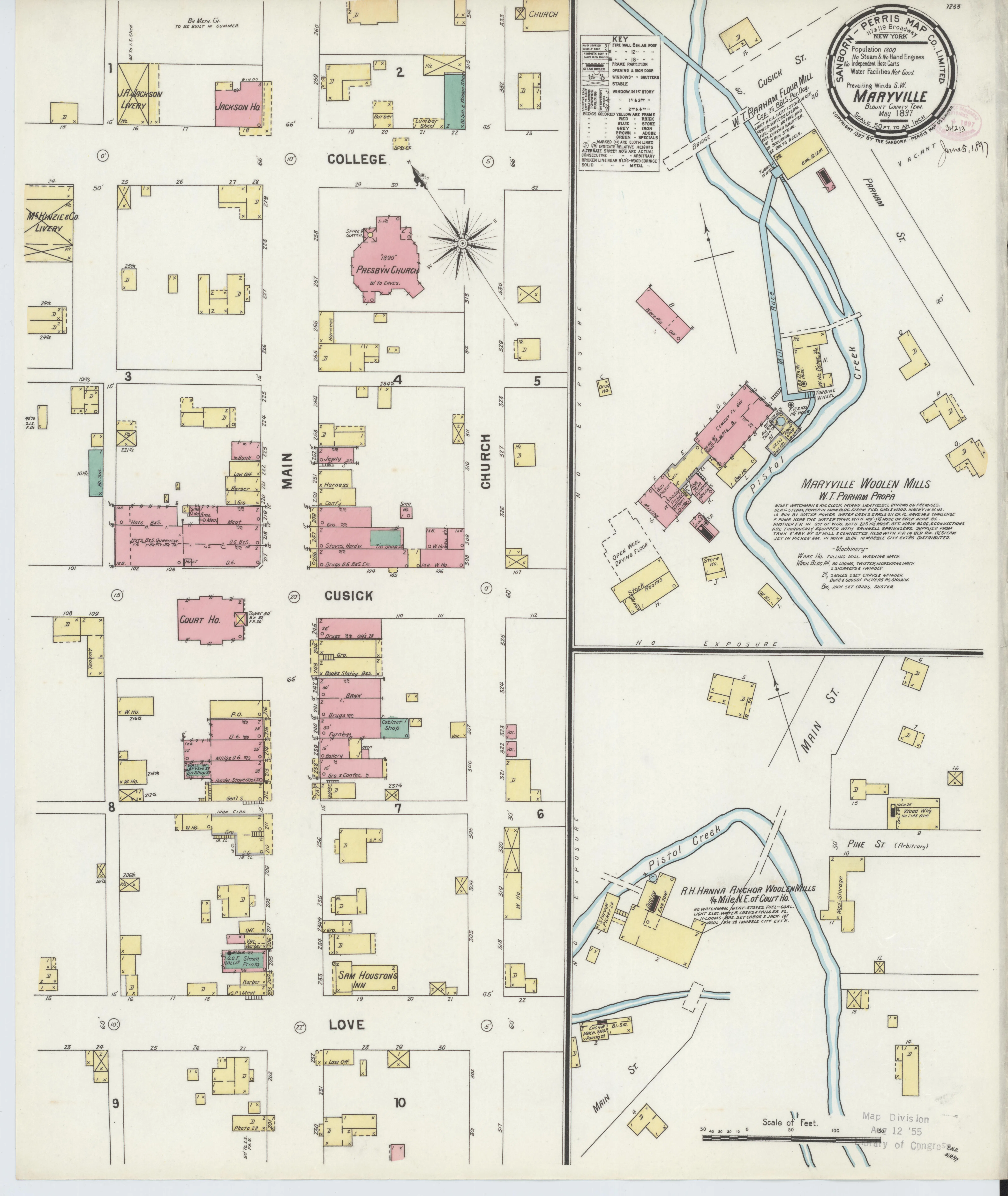 1897 Sanborn fire insurance map of Maryville, Tennessee (Plate 1)