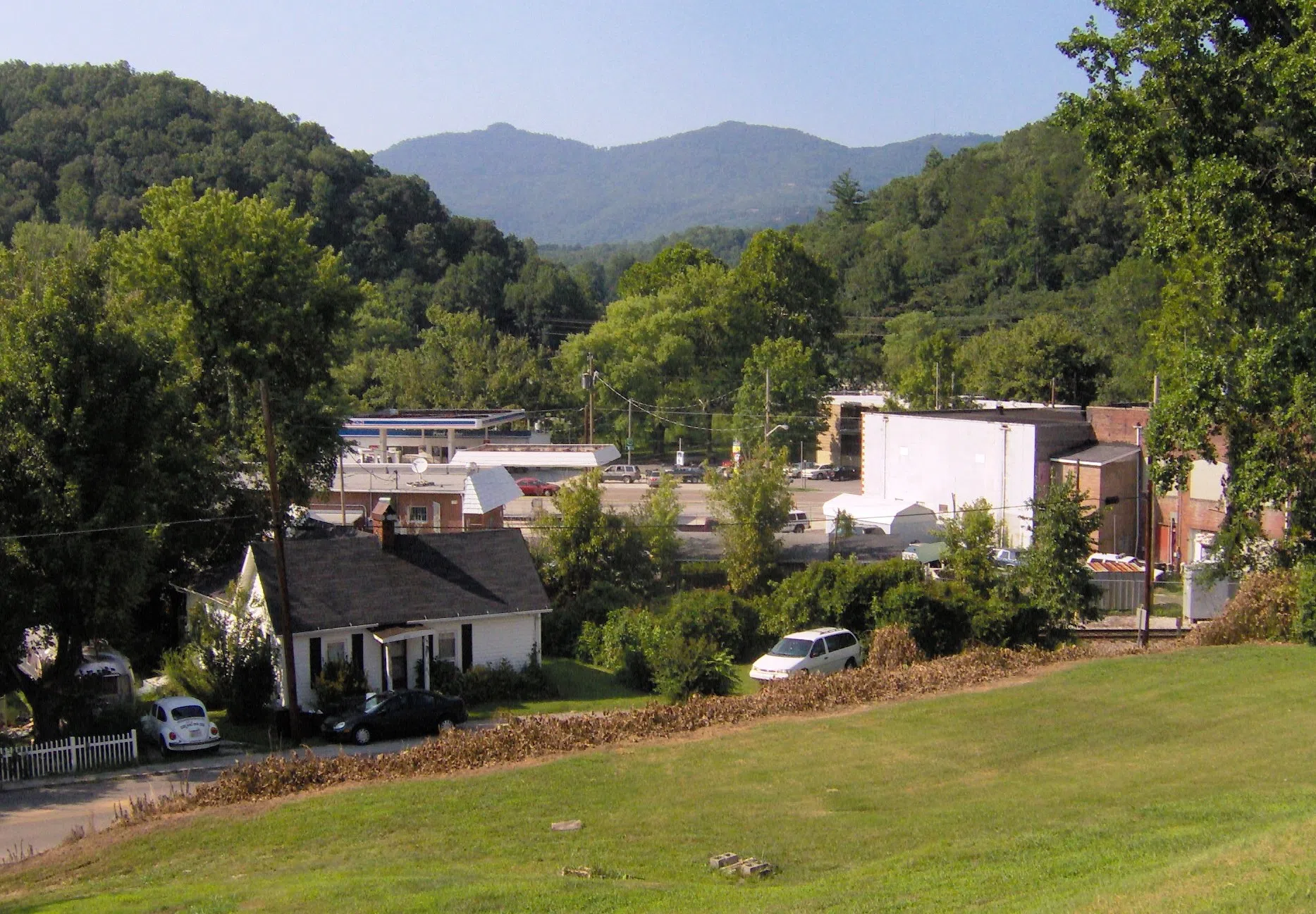 Looking west across Oliver Springs, Tennessee, with Walden Ridge in the distance