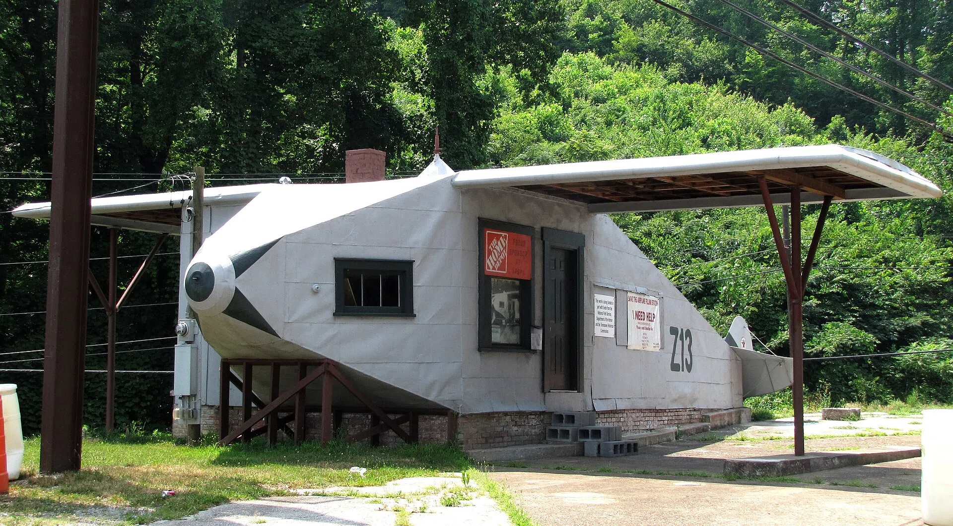 The Airplane Service Station (built 1930) along Clinton Highway in Powell, Tennessee, on the National Register of Historic Places