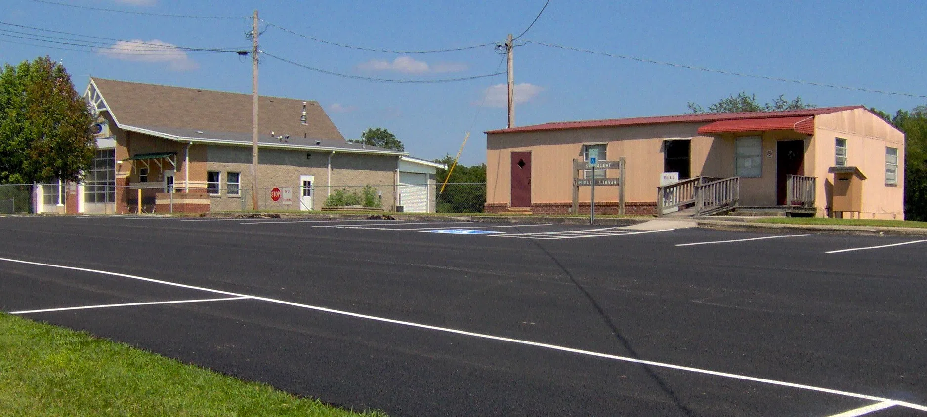 The fire hall and library in Sunbright, Tennessee