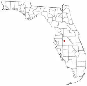 Location map of Highland City, Florida (dot-on-map style)