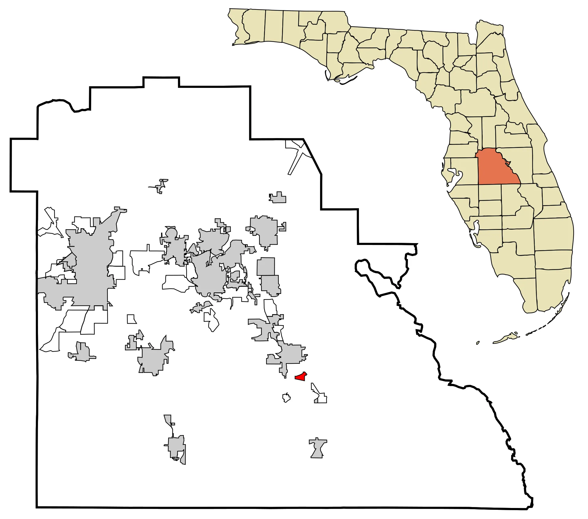 Map of Polk County with Highland Park highlighted