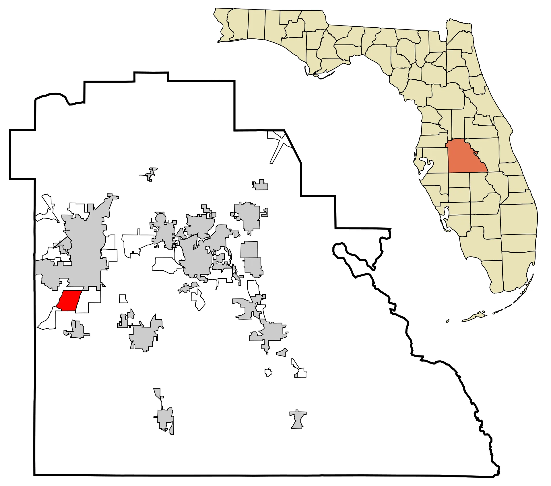 Map of Polk County with Medulla highlighted