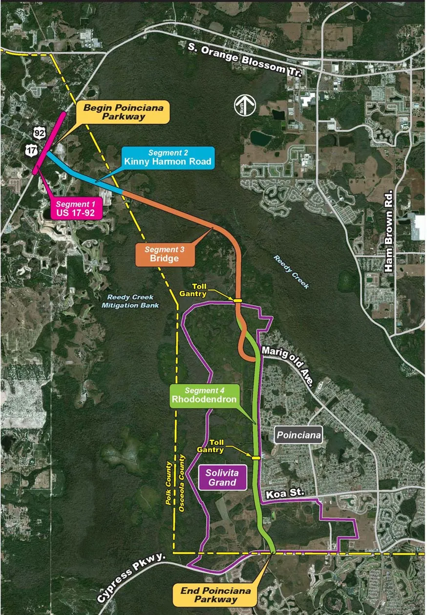 Map of the initial phase of the Poinciana Parkway