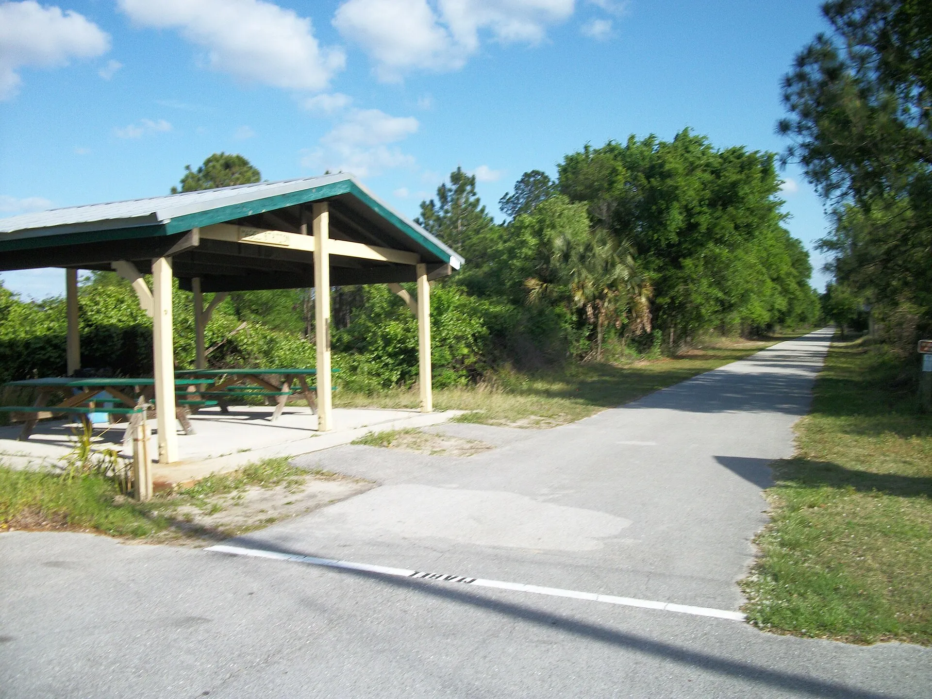 General James A. Van Fleet State Trail at the Mabel trailhead (the trail runs south to Polk City and Auburndale)