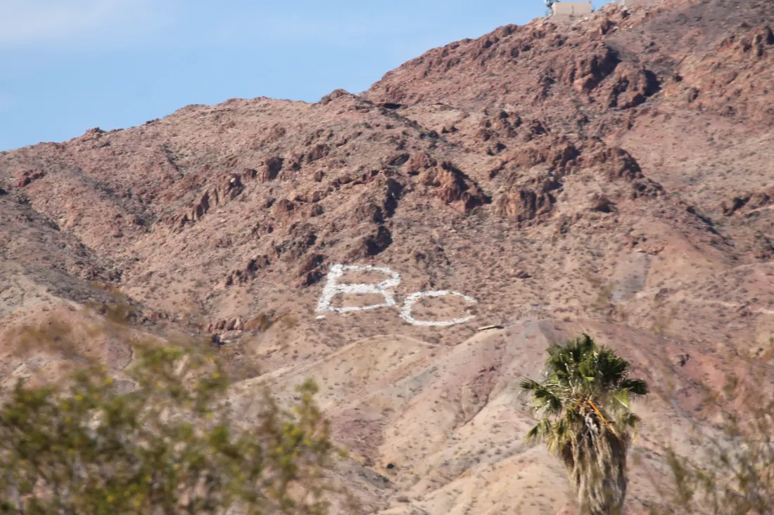 BC written in Bootleg Canyon in Nevada, United States.