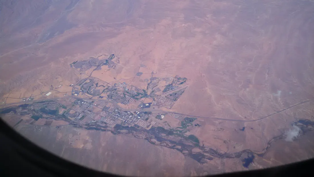 Mesquite, Nevada, and the Mesquite Airport from the air