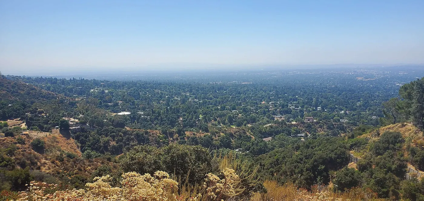 Altadena as seen from the Sunset Ridge picnic area in the San Gabriel Mountains