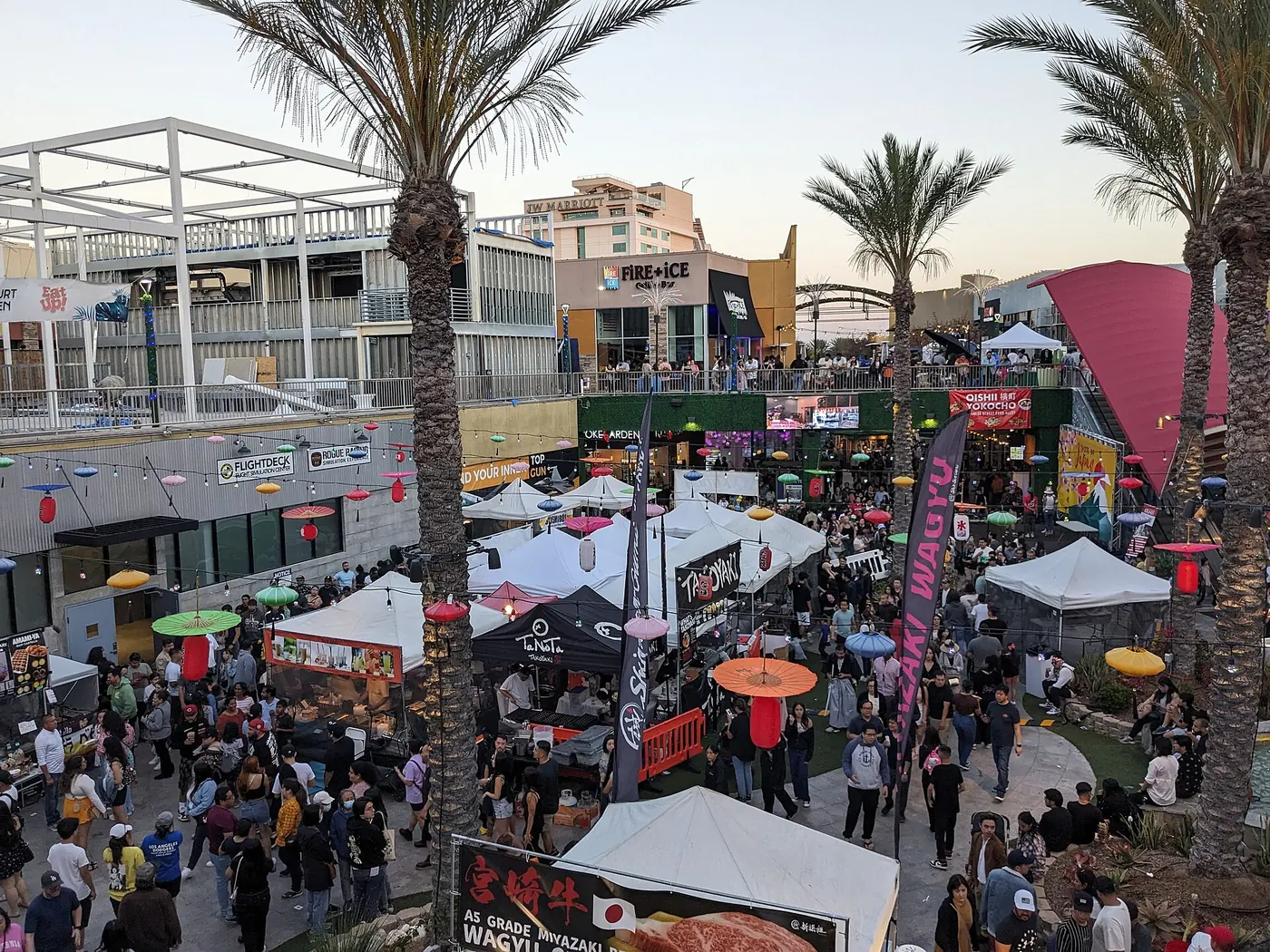 The main courtyard of the Anaheim GardenWalk during the Taste of Japan Festival 2023..