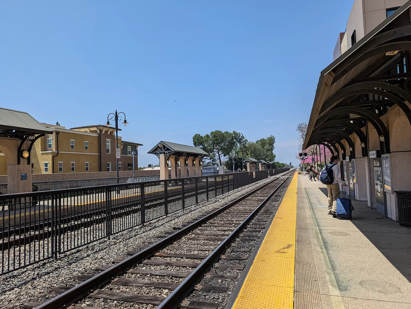 View west from the Metrolink train station in Claremont, California
