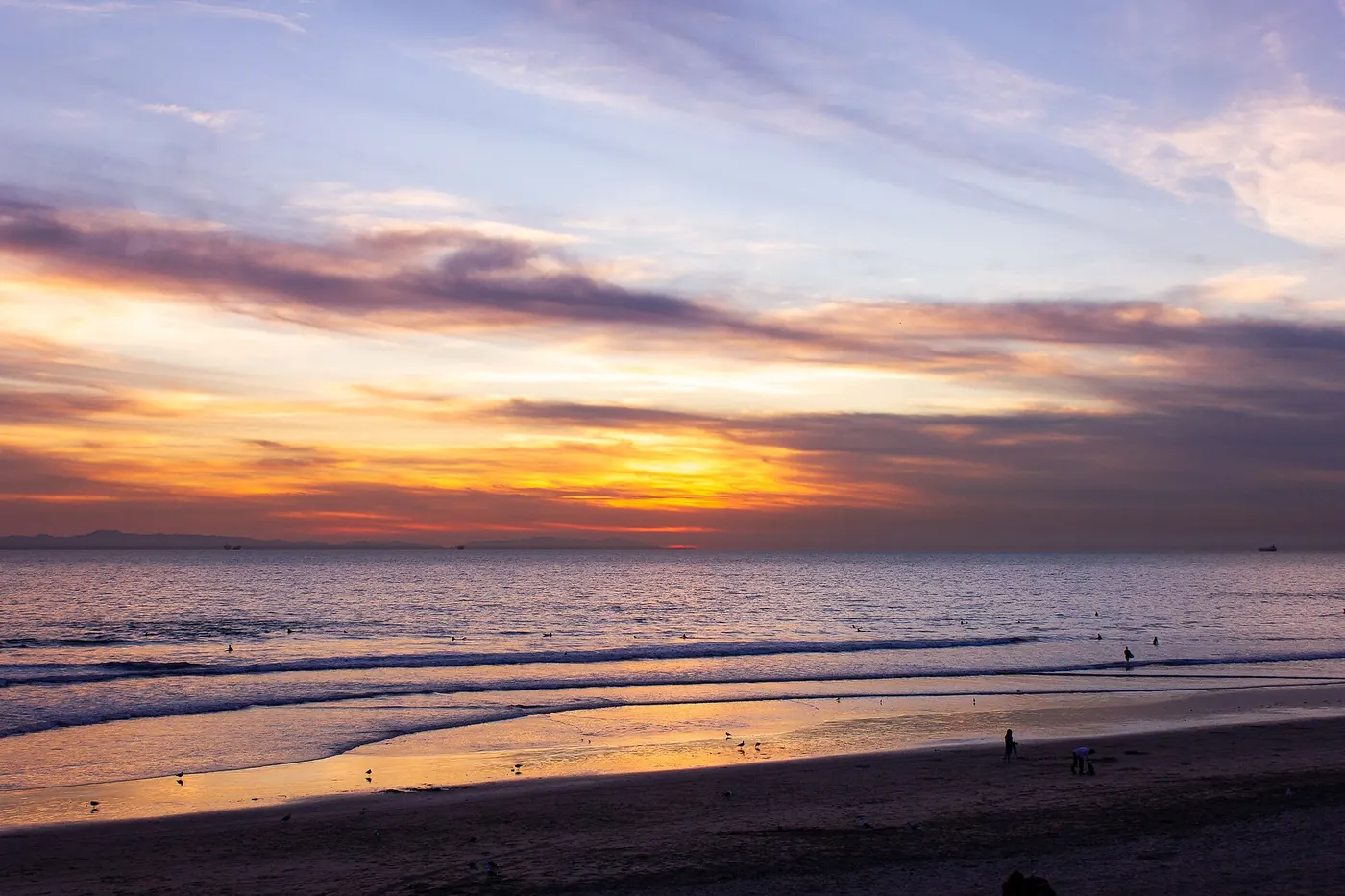 Sunset in Huntington Beach, California..