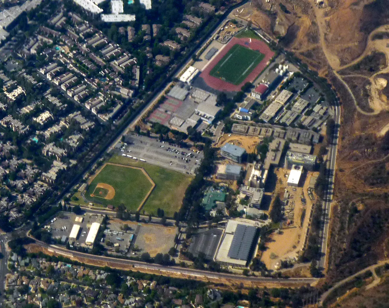 Aerial view of West Los Angeles College in Ladera Heights.