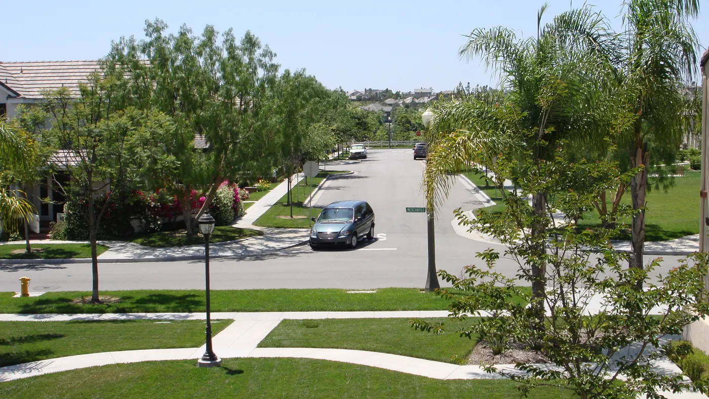 A photograph looking out on to Mercantile Way in Ladera Ranch, CA..