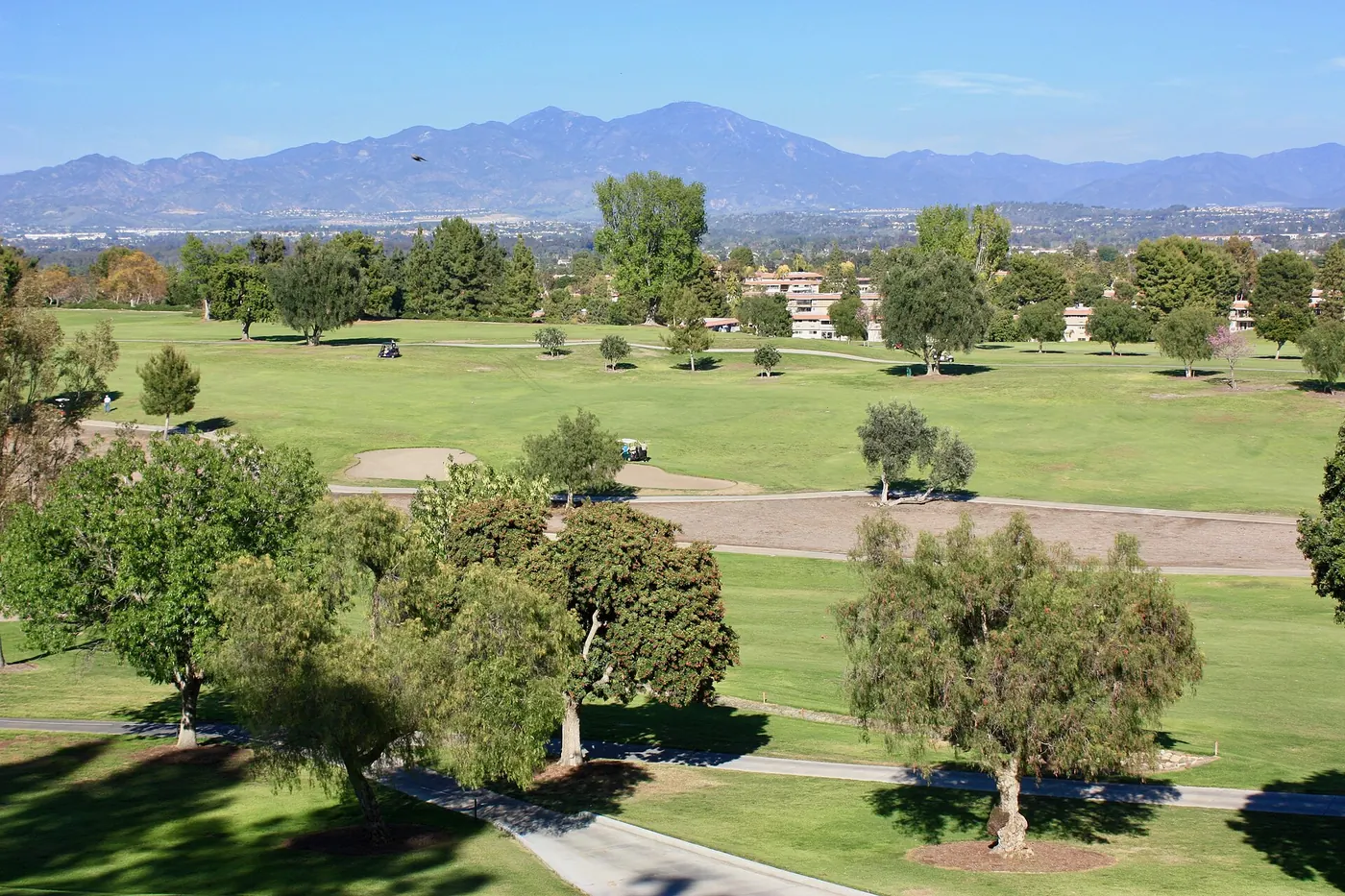 Photograph of golf course at Laguna Woods Village. Photo taken from clubhouse..