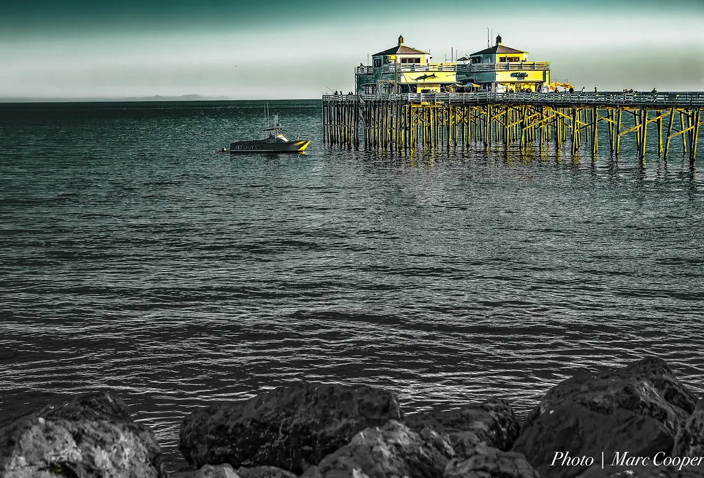 The Malibu Pier at sunset.