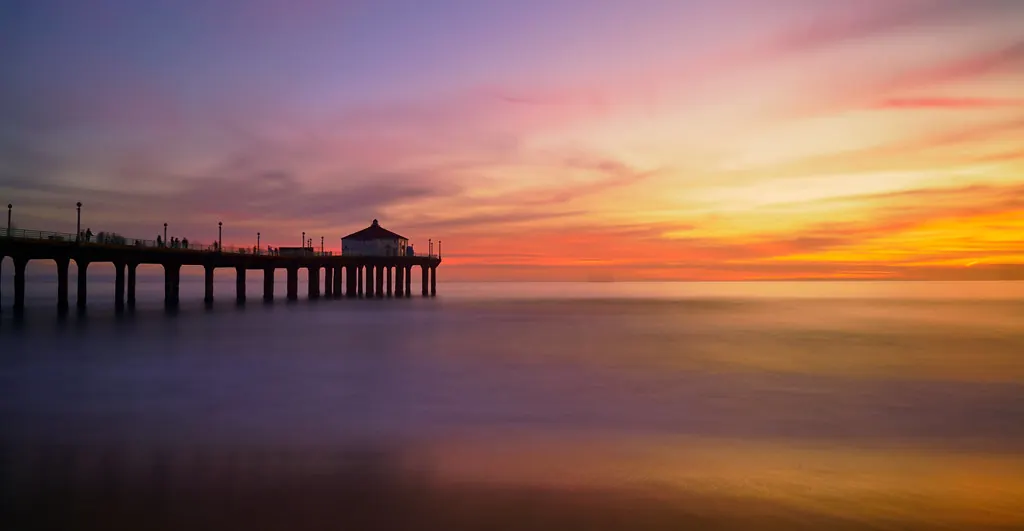The Manhattan Beach Pier at sunset.