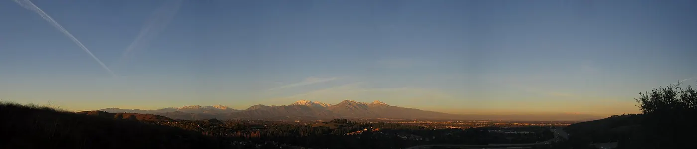 Panorama of the Pomona Valley from Diamond Ranch High School