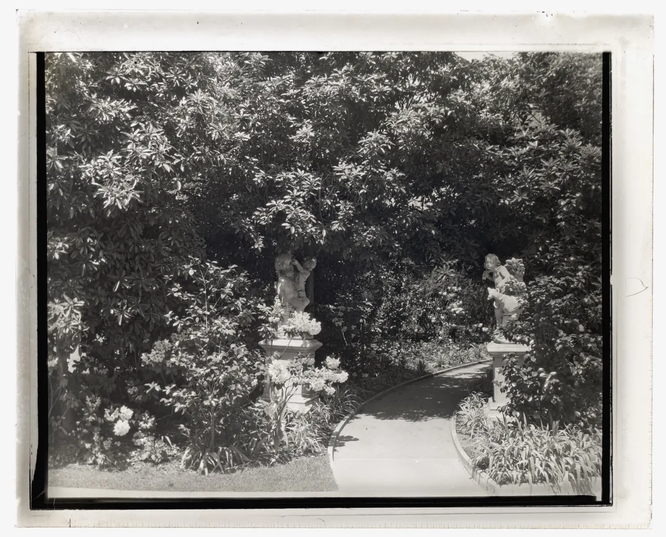 Title: Henry Edwards Huntington house, Oxford Road, San Marino, California. Pathway to guest house Abstract/medium: 1 photograph : glass lantern slide, b&w ; 3.25 x 4 in