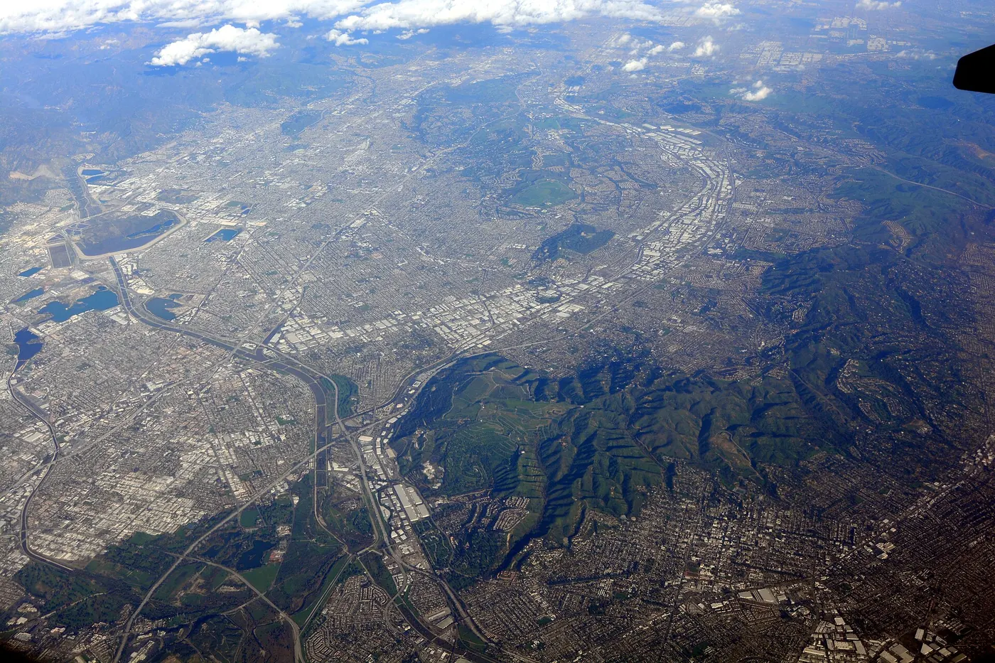 Aerial view looking ENE toward east City of Industry, California and South San Jose Hills