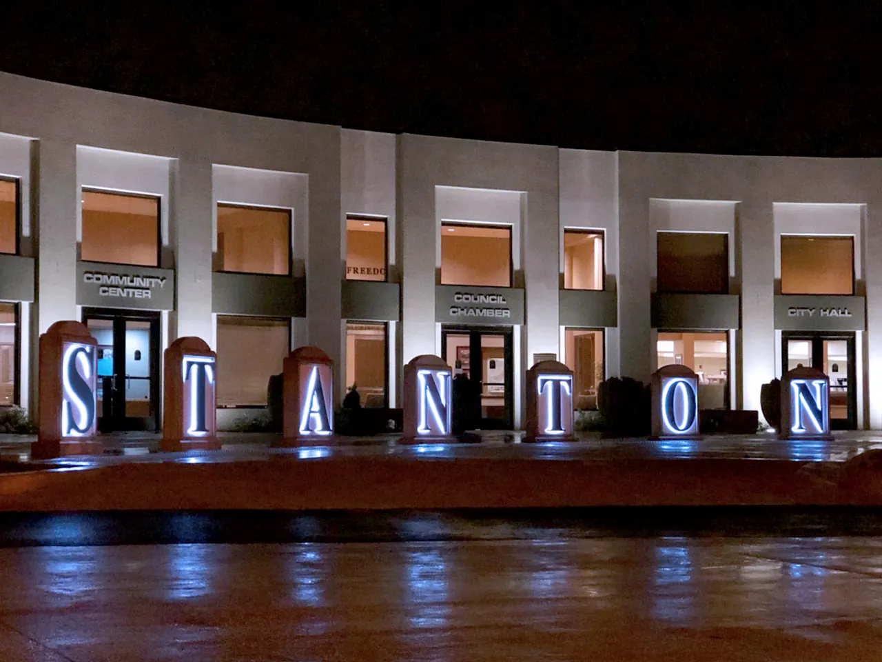 Photo of Stanton City Hall after rainfall..